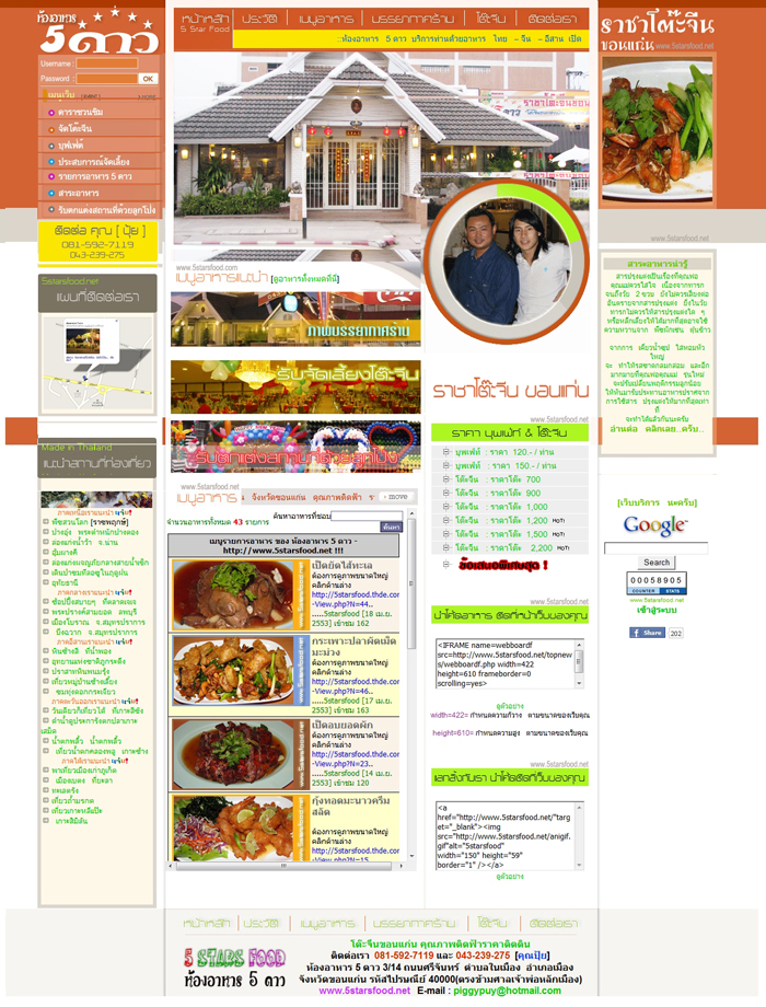 ภาพที่ 1 รับทำเว็บไซต์ รีสอร์ท ห้องอาหาร ร้านอาหาร ห้องเช่า ที่พัก